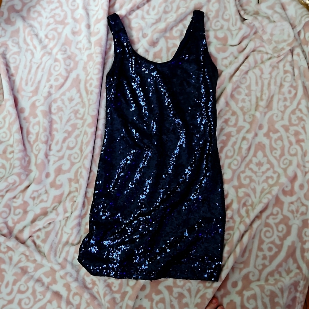 navy blue sequin dress